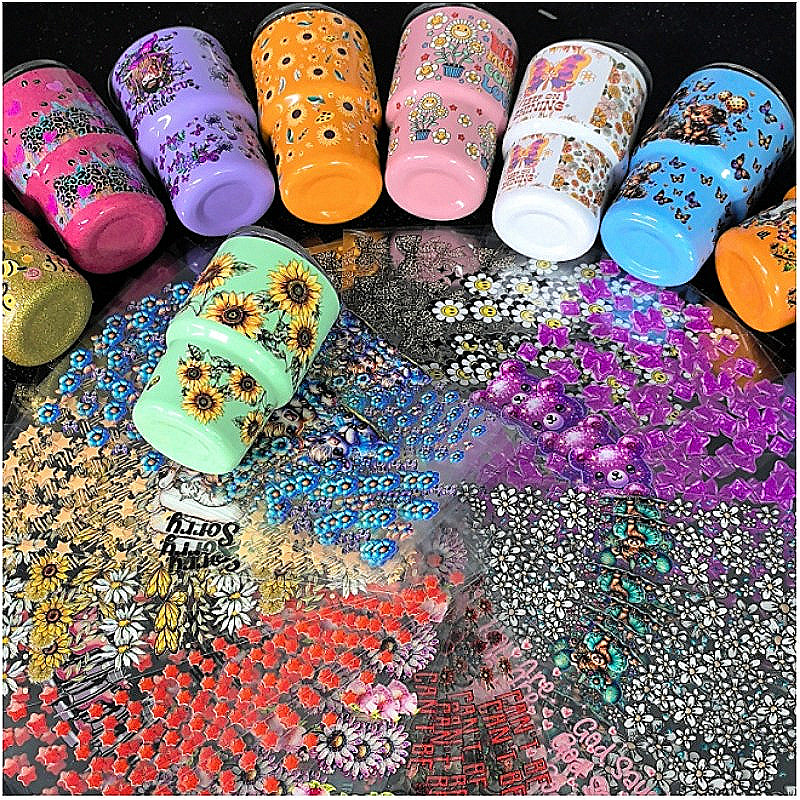 Wholesale 3oz mini stainless  cup UV DTF stickers Random 20pcs/50pcs Wraps For DIY Craft